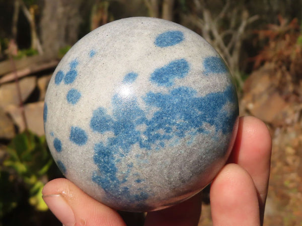 Polished Blue Spotted Spinel Quartz Spheres x 3 From Madagascar