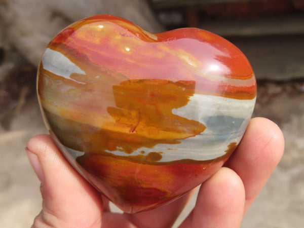 Polished Polychrome Jasper Hearts  x 12 From Madagascar