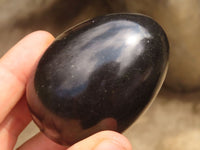 Polished Schorl Black Tourmaline Eggs  x 6 From Antsirabe, Madagascar - Toprock Gemstones and Minerals 