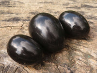 Polished Schorl Black Tourmaline Eggs  x 6 From Antsirabe, Madagascar - Toprock Gemstones and Minerals 