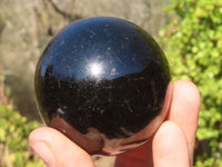 Polished Schorl Black Tourmaline Spheres x 3 From Madagascar