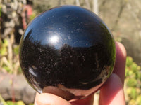 Polished Schorl Black Tourmaline Spheres x 3 From Madagascar