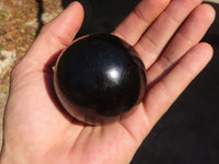 Polished Schorl Black Tourmaline Spheres x 3 From Madagascar