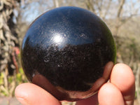 Polished Schorl Black Tourmaline Spheres x 3 From Madagascar