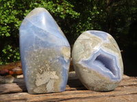 Polished Blue Lace Agate Standing Free Forms  x 2 From Nsanje, Malawi - Toprock Gemstones and Minerals 