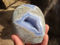 Polished Blue Lace Agate Standing Free Forms  x 2 From Nsanje, Malawi - Toprock Gemstones and Minerals 