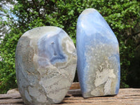 Polished Blue Lace Agate Standing Free Forms  x 2 From Nsanje, Malawi - Toprock Gemstones and Minerals 