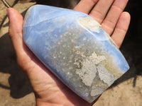 Polished Blue Lace Agate Standing Free Forms  x 2 From Nsanje, Malawi - Toprock Gemstones and Minerals 