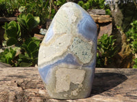 Polished Blue Lace Agate Standing Free Forms  x 2 From Nsanje, Malawi - Toprock Gemstones and Minerals 