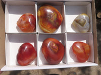 Polished Beautiful Selection Of Carnelian Agate Hearts  x 6 From Madagascar - TopRock