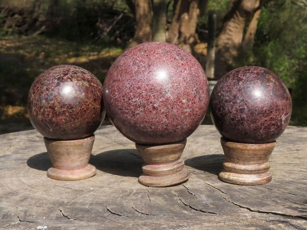 Polished Matrix Pyrope Garnet Spheres  x 3 From Madagascar - TopRock