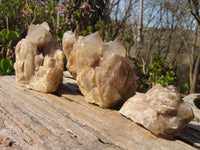 Natural Cascading Smokey Quartz Clusters x 3 From Luena, Congo