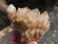 Natural Cascading Smokey Quartz Clusters x 3 From Luena, Congo