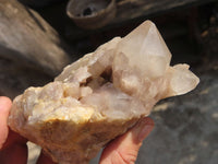 Natural Cascading Smokey Quartz Clusters x 3 From Luena, Congo