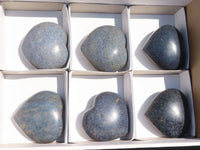 Polished Blue Lazulite Hearts  x 6 From Madagascar - Toprock Gemstones and Minerals 