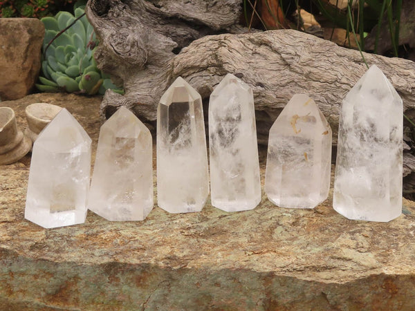 Polished Clear Quartz Crystal Points x 6 From Madagascar - TopRock