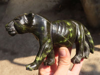 Polished  Leopard Stone Hand Crafted Lioness Carving  x 1 From Zimbabwe