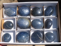 Polished Blue Lazulite Palm Stones  x 12 From Madagascar - TopRock