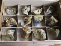 Natural Blue Lace Agate Geode Specimens  x 12 From Malawi - TopRock