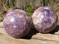 Polished Purple Lepidolite Spheres  x 4 From Madagascar