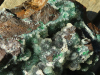 Natural Drusy Quartz Coated Ball Malachite On Red Copper Dolomite Specimen x 1 From Congo - Toprock Gemstones and Minerals 