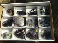 Polished Semi Translucent Watermelon Fluorite Free Forms  x 12 From Uis, Namibia - TopRock