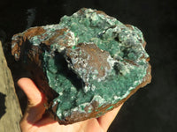 Natural Drusy Quartz Coated Ball Malachite On Red Copper Dolomite Specimen x 1 From Congo - Toprock Gemstones and Minerals 