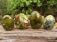 Polished Green Opal Standing Free Forms  x 4 From Antsirabe, Madagascar - Toprock Gemstones and Minerals 