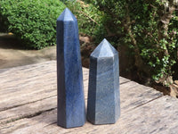 Polished Blue Lazulite Points  x 2 From Madagascar - TopRock