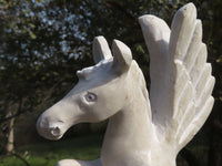 Polished Hand Carved White Marble Pegasus Sculpture x 1 From Zimbabwe - TopRock