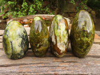 Polished Green Opal Standing Free Forms  x 4 From Antsirabe, Madagascar - Toprock Gemstones and Minerals 