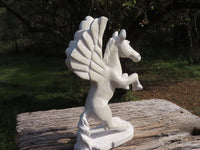 Polished Hand Carved White Marble Pegasus Sculpture x 1 From Zimbabwe - TopRock