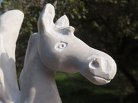 Polished Hand Carved White Marble Pegasus Sculpture x 1 From Zimbabwe - TopRock