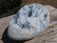 Polished Blue Celestite Crystalline Geode Egg  x 1 From Sakoany, Madagascar - TopRock