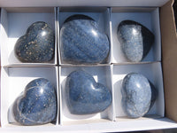 Polished Blue Lazulite Hearts  x 6 From Madagascar