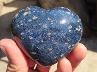 Polished Blue Lazulite Hearts  x 6 From Madagascar