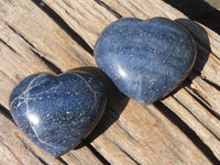 Polished Blue Lazulite Hearts  x 6 From Madagascar