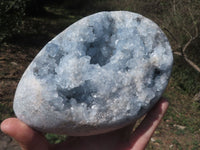 Polished Blue Celestite Crystalline Geode Egg  x 1 From Sakoany, Madagascar - TopRock