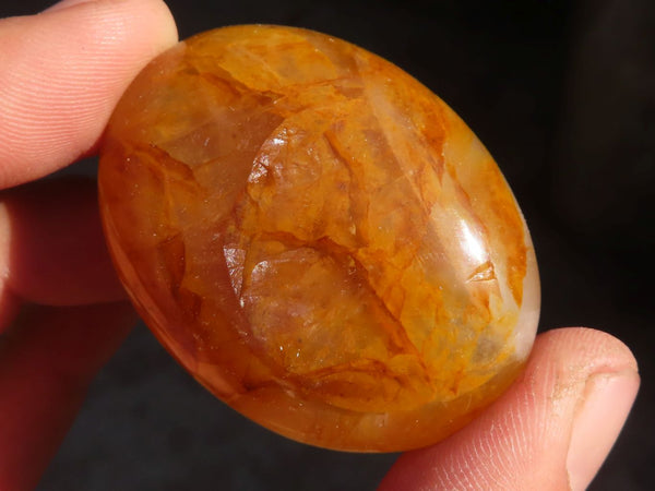 Polished Golden Healer Hematoid Quartz Galet / Palm Stones x 20 From Madagascar