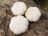 Polished White Marble Pumpkin Carvings  x 5 From Zimbabwe - Toprock Gemstones and Minerals 