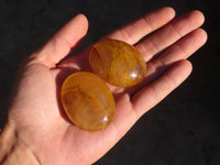 Polished Golden Healer Hematoid Quartz Galet / Palm Stones x 20 From Madagascar