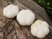 Polished White Marble Pumpkin Carvings  x 5 From Zimbabwe - Toprock Gemstones and Minerals 