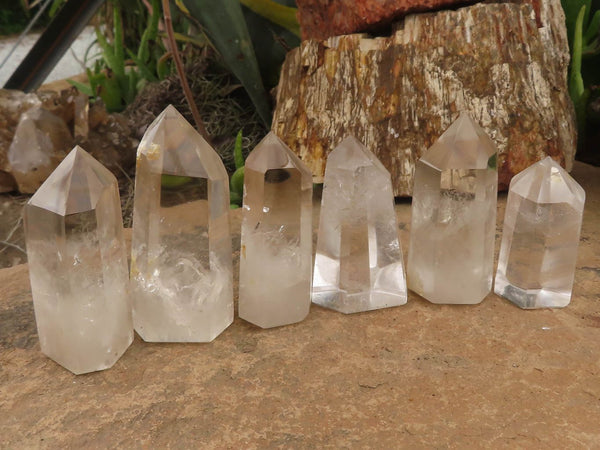 Polished Clear Quartz Crystal Points x 6 From Madagascar - TopRock