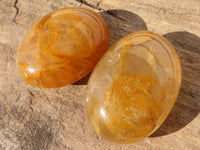 Polished Golden Healer Hematoid Quartz Galet / Palm Stones x 20 From Madagascar