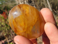 Polished Golden Healer Hematoid Quartz Galet / Palm Stones x 20 From Madagascar