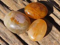 Polished Golden Healer Hematoid Quartz Galet / Palm Stones x 20 From Madagascar