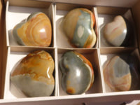 Polished Polychrome / Picasso Jasper Hearts  x 6 From Madagascar - Toprock Gemstones and Minerals 