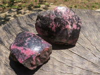 Polished One Side Polished Pink & Black Rhodonite Free Forms  x 6 From Madagascar - TopRock