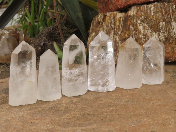 Polished Clear Quartz Crystal Points x 6 From Madagascar - TopRock