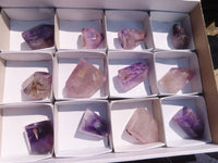 Polished Window Amethyst Crystals x 12 From Ankazobe, Madagascar